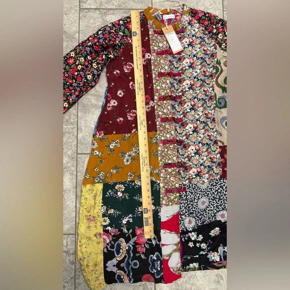 Luan Zai Jiang Nan women’s Floral Patchwork overcoat Asian housecoat Sz Med - Picture 6 of 9
